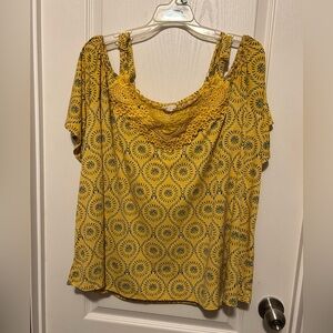 Cato Yellow Patterned Women's Top